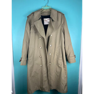 Vintage ClipperMist Trench Coat Men's 36R Khaki Double Breasted Raincoat 70s/80s